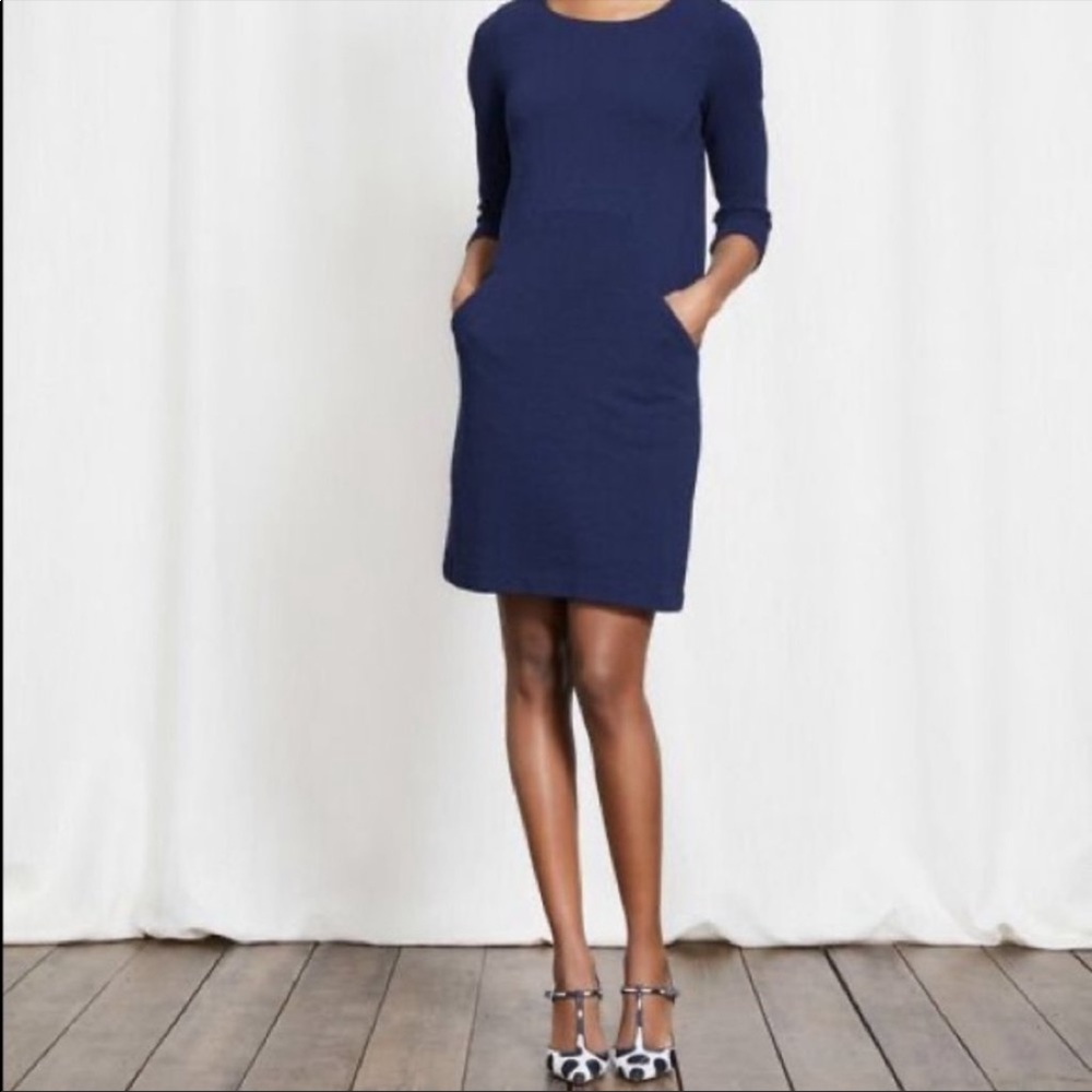 Boden Navy Smooth Seam Detail Grandmillennial Sheath Dress, Size 6R